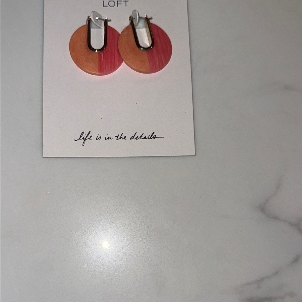 LOFT Pink and Coral Round Drop Earrings